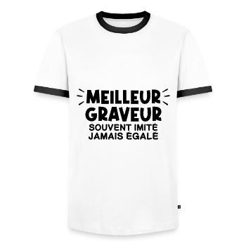Graveur | Je suis le meilleur Graveur - T-shirt contrasté Homme - blanc/noir - Devant - AI Model Female 172 light (172cm) & AI Model Male 178 dark (178cm)