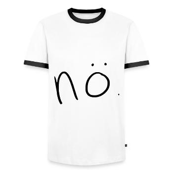 no - Men's Ringer Shirt - white/black - Front - AI Model Female 172 light (172cm) & AI Model Male 178 dark (178cm)