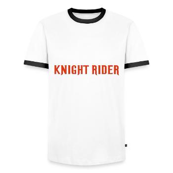 Knight Rider Logo - Men's Ringer Shirt - white/black - Front - AI Model Female 172 light (172cm) & AI Model Male 178 dark (178cm)