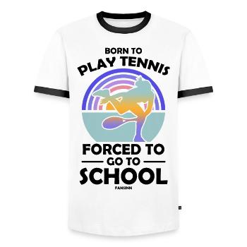 Born To Play Tennis Forced To Go To School - Männer Kontrast-T-Shirt - Weiß/Schwarz - Vorne - AI Model Female 172 light (172cm) & AI Model Male 178 dark (178cm)