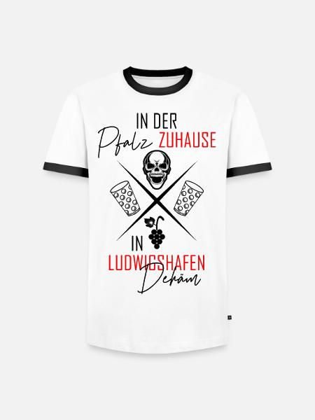 In Ludwigshafen dehäm - Männer Kontrast-T-Shirt - Weiß/Schwarz