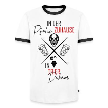 In Trier dehäm - Männer Kontrast-T-Shirt - Weiß/Schwarz - Vorne - AI Model Female 172 light (172cm) & AI Model Male 178 dark (178cm)