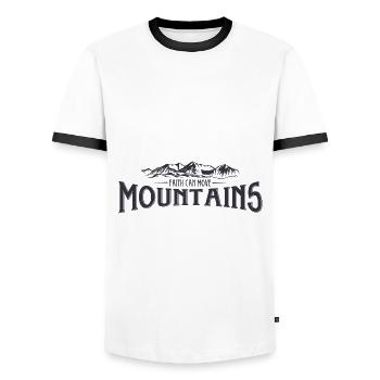 Faith can move Mountains, christliches Geschenk. - Männer Kontrast-T-Shirt - Weiß/Schwarz - Vorne - AI Model Female 172 light (172cm) & AI Model Male 178 dark (178cm)