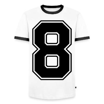 8 nombre de maillots - T-shirt contrasté Homme - blanc/noir - Devant - AI Model Female 172 light (172cm) & AI Model Male 178 dark (178cm)