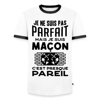 Je ne suis pas parfait mais je suis maçon 1 - T-shirt contrasté Homme - blanc/noir - Devant - AI Model Female 172 light (172cm) & AI Model Male 178 dark (178cm)