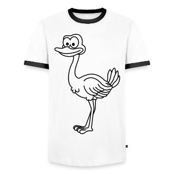 Strauss Comic Animal - Men's Ringer Shirt - white/black - Front - AI Model Female 172 light (172cm) & AI Model Male 178 dark (178cm)