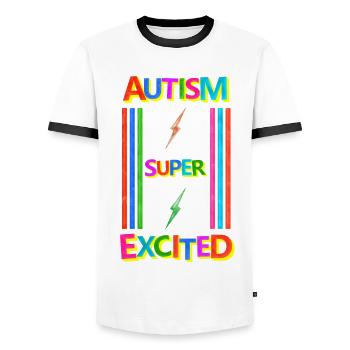 Autism - Men's Ringer Shirt - white/black - Front - AI Model Female 172 light (172cm) & AI Model Male 178 dark (178cm)