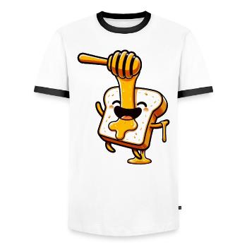 Toast mit Honig Imker Bienenhonig - Männer Kontrast-T-Shirt - Weiß/Schwarz - Vorne - AI Model Female 172 light (172cm) & AI Model Male 178 dark (178cm)