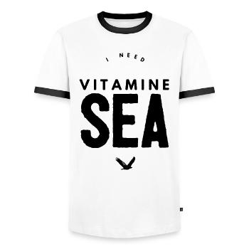 I NEED VITAMINE SEA - T-shirt contrasté Homme - blanc/noir - Devant - AI Model Female 172 light (172cm) & AI Model Male 178 dark (178cm)