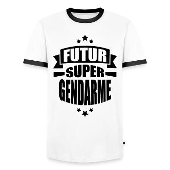 futur super gendarme - T-shirt contrasté Homme - blanc/noir - Devant - AI Model Female 172 light (172cm) & AI Model Male 178 dark (178cm)