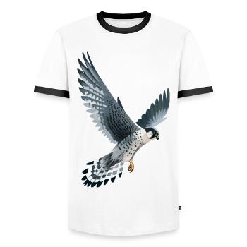 Wanderfalke im Flug - Männer Kontrast-T-Shirt - Weiß/Schwarz - Vorne - AI Model Female 172 light (172cm) & AI Model Male 178 dark (178cm)