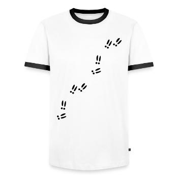 Empreintes - Traces - T-shirt contrasté Homme - blanc/noir - Devant - AI Model Female 172 light (172cm) & AI Model Male 178 dark (178cm)
