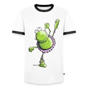 Ballett Frosch - Männer Kontrast-T-Shirt - Weiß/Schwarz - Vorne - AI Model Female 172 light (172cm) & AI Model Male 178 dark (178cm)