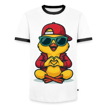 Chill Heart Chick - Men's Ringer Shirt - white/black - Front - AI Model Female 172 light (172cm) & AI Model Male 178 dark (178cm)