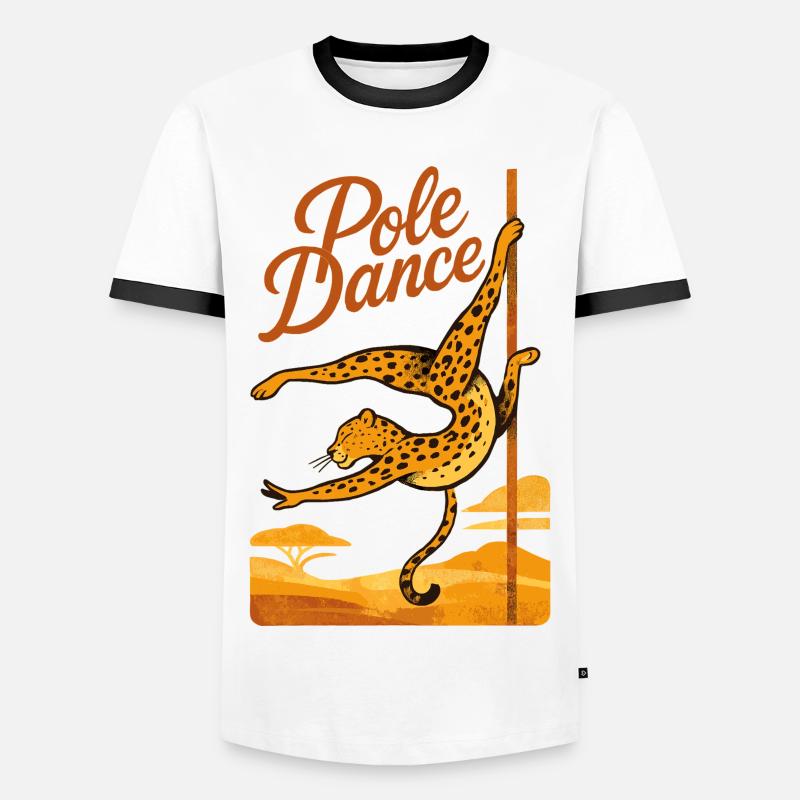 Pole Dance Leopardin Poledancerin Geschenk - Männer Kontrast-T-Shirt - Weiß/Schwarz