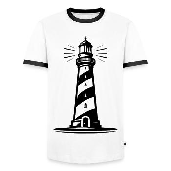 lighthouse - Men's Ringer Shirt - white/black - Front - AI Model Female 172 light (172cm) & AI Model Male 178 dark (178cm)