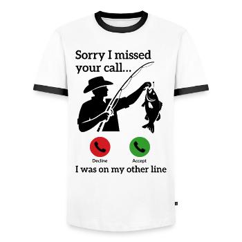 Angeln Ruft Retro Vintage Angler Spruch Design - Männer Kontrast-T-Shirt - Weiß/Schwarz - Vorne - AI Model Female 172 light (172cm) & AI Model Male 178 dark (178cm)