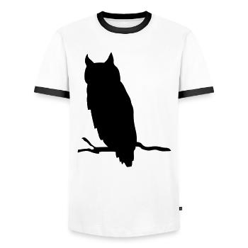 Owl silhouette animal gift branch night - Men's Ringer Shirt - white/black - Front - AI Model Female 172 light (172cm) & AI Model Male 178 dark (178cm)