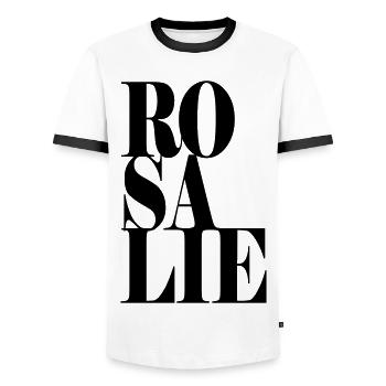Rosalie Nom Prénom Police moderne Word Art - T-shirt contrasté Homme - blanc/noir - Devant - AI Model Female 172 light (172cm) & AI Model Male 178 dark (178cm)