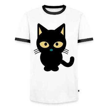 CAT CAT TIGER PET SHOP CADEAU T-SHIRT - T-shirt contrasté Homme - blanc/noir - Devant - AI Model Female 172 light (172cm) & AI Model Male 178 dark (178cm)