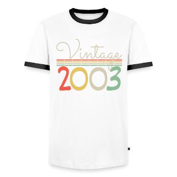 Jahrgang 2003 - Männer Kontrast-T-Shirt - Weiß/Schwarz - Vorne - AI Model Female 172 light (172cm) & AI Model Male 178 dark (178cm)