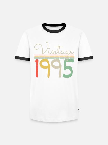 Jahrgang 1995 - Männer Kontrast-T-Shirt - Weiß/Schwarz