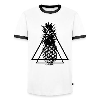 Pineapple - Männer Kontrast-T-Shirt - Weiß/Schwarz - Vorne - AI Model Female 172 light (172cm) & AI Model Male 178 dark (178cm)
