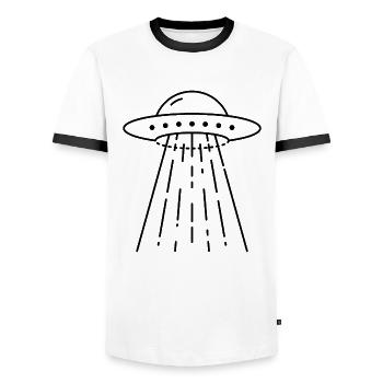 UFO - T-shirt contrasté Homme - blanc/noir - Devant - AI Model Female 172 light (172cm) & AI Model Male 178 dark (178cm)