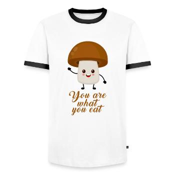 champignon - T-shirt contrasté Homme - blanc/noir - Devant - AI Model Female 172 light (172cm) & AI Model Male 178 dark (178cm)