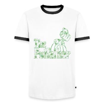 The Potfather | Gardener breeder gift - Men's Ringer Shirt - white/black - Front - AI Model Female 172 light (172cm) & AI Model Male 178 dark (178cm)