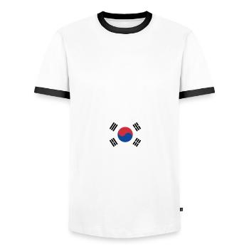 Südkorea - Männer Kontrast-T-Shirt - Weiß/Schwarz - Vorne - AI Model Female 172 light (172cm) & AI Model Male 178 dark (178cm)