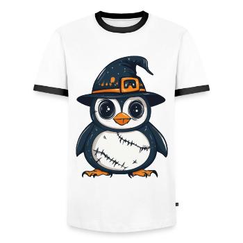 Penguin Halloween Zombie - Men's Ringer Shirt - white/black - Front - AI Model Female 172 light (172cm) & AI Model Male 178 dark (178cm)