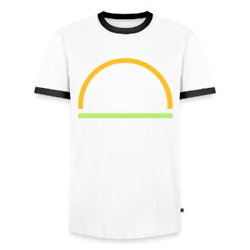 Bow with Lines - Retro Style Deco - Men's Ringer Shirt - white/black - Front - AI Model Female 172 light (172cm) & AI Model Male 178 dark (178cm)