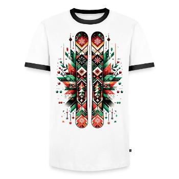 Skis de Noël Noël sur les pistes de ski - T-shirt contrasté Homme - blanc/noir - Devant - AI Model Female 172 light (172cm) & AI Model Male 178 dark (178cm)