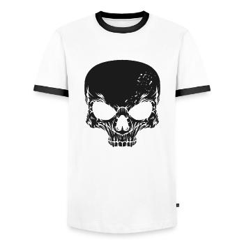 Totenkopf Schädel Skull - Männer Kontrast-T-Shirt - Weiß/Schwarz - Vorne - AI Model Female 172 light (172cm) & AI Model Male 178 dark (178cm)