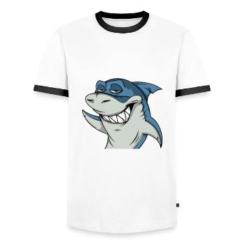 Cooler und lustiger Hai #1 Cool Sharks - Männer Kontrast-T-Shirt - Weiß/Schwarz - Vorne - AI Model Female 172 light (172cm) & AI Model Male 178 dark (178cm)