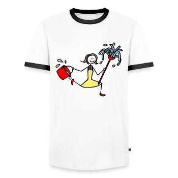 Charwoman - Men's Ringer Shirt - white/black - Front - AI Model Female 172 light (172cm) & AI Model Male 178 dark (178cm)