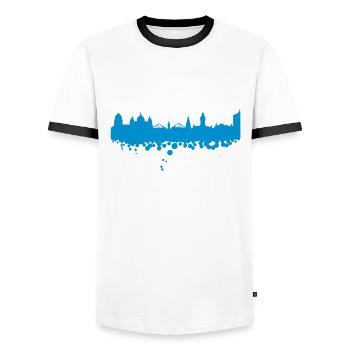 Leipzig Skyline Dirty - Men's Ringer Shirt - white/black - Front - AI Model Female 172 light (172cm) & AI Model Male 178 dark (178cm)
