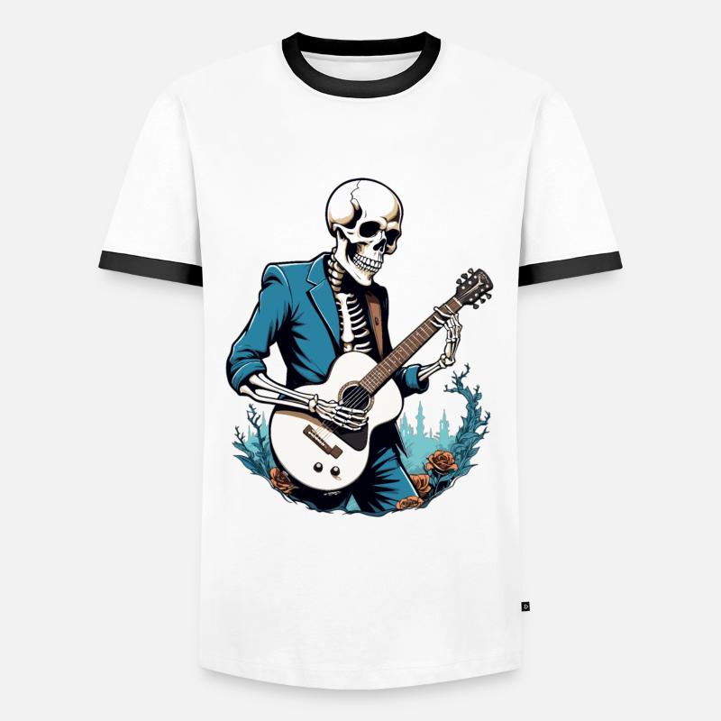 Skeleton with guitar - Men's Ringer Shirt - white/black
