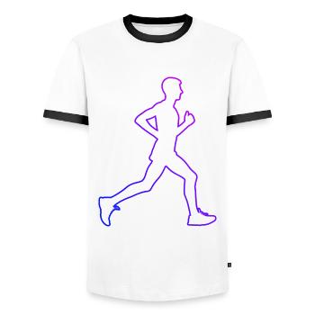 Cross Country Running Course Jogging Femme - T-shirt contrasté Homme - blanc/noir - Devant - AI Model Female 172 light (172cm) & AI Model Male 178 dark (178cm)