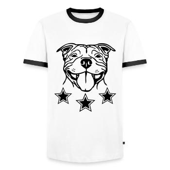 sbtsmile2 - T-shirt contrasté Homme - blanc/noir - Devant - AI Model Female 172 light (172cm) & AI Model Male 178 dark (178cm)