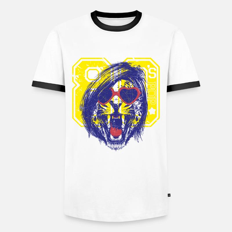 Leopard 80's - Männer Kontrast-T-Shirt - Weiß/Schwarz