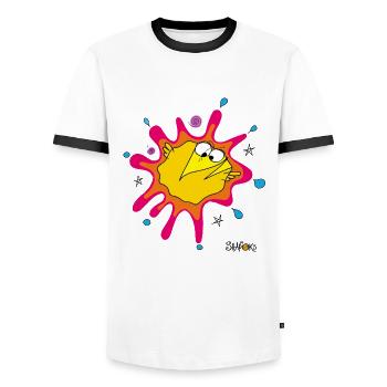 Splatch - Men's Ringer Shirt - white/black - Front - AI Model Female 172 light (172cm) & AI Model Male 178 dark (178cm)
