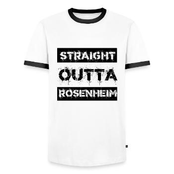 Straight Outta Rosenheim Geschenk Stadt - Männer Kontrast-T-Shirt - Weiß/Schwarz - Vorne - AI Model Female 172 light (172cm) & AI Model Male 178 dark (178cm)