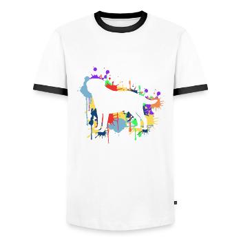 Der schöne & frohe farbige Regenbogen Labrador - Männer Kontrast-T-Shirt - Weiß/Schwarz - Vorne - AI Model Female 172 light (172cm) & AI Model Male 178 dark (178cm)
