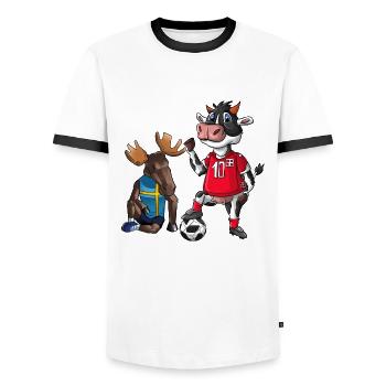 Schweiz Schweden - Männer Kontrast-T-Shirt - Weiß/Schwarz - Vorne - AI Model Female 172 light (172cm) & AI Model Male 178 dark (178cm)