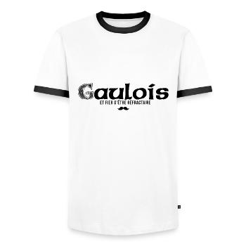 Gaulois et fier d'etre refractaire - T-shirt contrasté Homme - blanc/noir - Devant - AI Model Female 172 light (172cm) & AI Model Male 178 dark (178cm)
