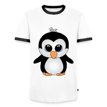 Süßer kleiner Pinguin - Männer Kontrast-T-Shirt - Weiß/Schwarz - Vorne - AI Model Female 172 light (172cm) & AI Model Male 178 dark (178cm)