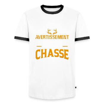 Parler de chasse à tout moment cadeau chasseur - T-shirt contrasté Homme - blanc/noir - Devant - AI Model Female 172 light (172cm) & AI Model Male 178 dark (178cm)