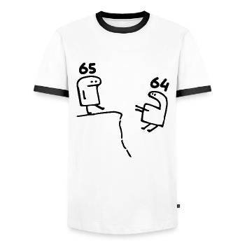 65 Years - 65th Birthday Fun 65 Year Gift - Men's Ringer Shirt - white/black - Front - AI Model Female 172 light (172cm) & AI Model Male 178 dark (178cm)